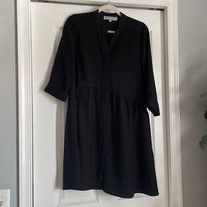 Tuckernuck- Black Stretch Crepe Royal Shirt Dress